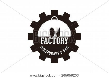 Gear, Spoon And Fork, Factory Restaurant Logo Designs Inspiration Isolated On White Background