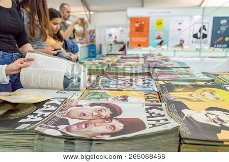 Kafa Magazines Displayed On A Stand In Eskisehir Book Fair In Turkey