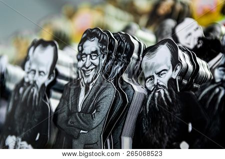 Gabriel Garcia Marquez And Fyodor Dostoyevski Bookmarks For Sale At Eskisehir Book Fair In Turkey