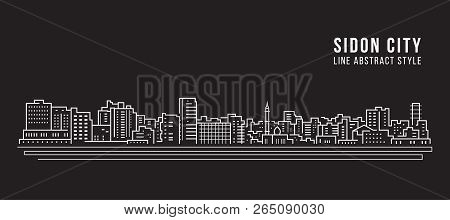 Cityscape Building Line Art Vector Illustration Design - Sidon City