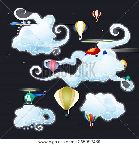 Vector Deco Illustration. Night Flights. Flat Style
