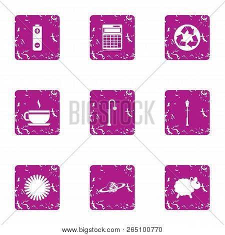 Purification Of The Atmosphere Icons Set. Grunge Set Of 9 Purification Of The Atmosphere Icons For W
