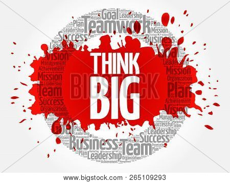 Think Big Word Cloud Collage, Business Concept Background