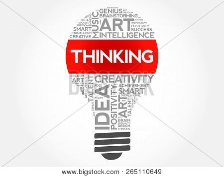 Thinking Bulb Word Cloud Collage, Education Concept Background