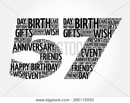 Happy 57th Birthday Word Cloud Collage Concept