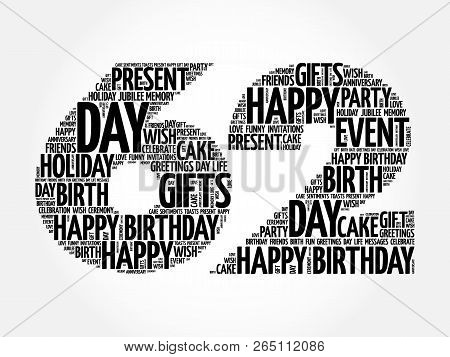 Happy 62nd Birthday Word Cloud Collage Concept