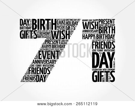 Happy 71st Birthday Word Cloud Collage Concept