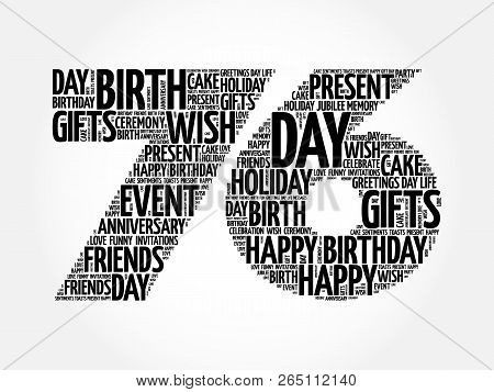 Happy 76th Birthday Word Cloud Collage Concept