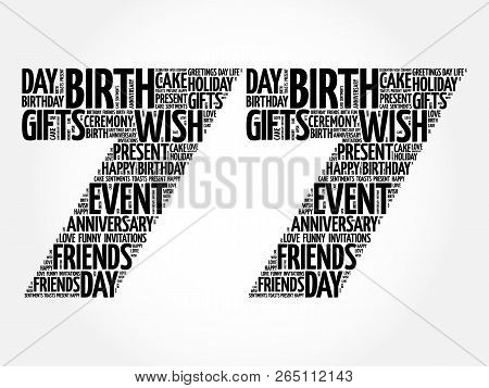Happy 77th Birthday Word Cloud Collage Concept