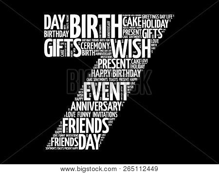 Happy 7th Birthday Word Cloud Collage Concept