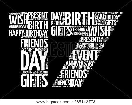 Happy 17th Birthday Word Cloud Collage Concept