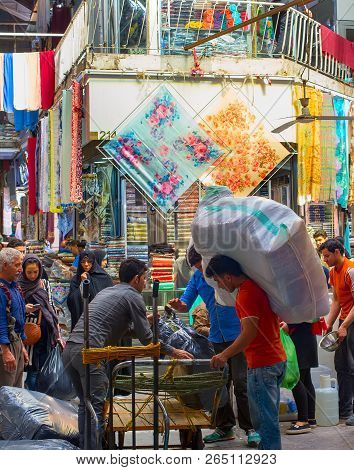 Tehran, Iran - May 22, 2017: People At Tehran Grand Bazaar In Tehran, Iran. Grand Bazaar Is The Main