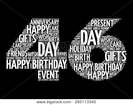 Happy 46th Birthday Word Cloud Collage Concept