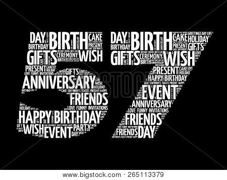 Happy 57th Birthday Word Cloud Collage Concept