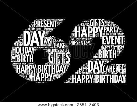 Happy 62nd Birthday Word Cloud Collage Concept