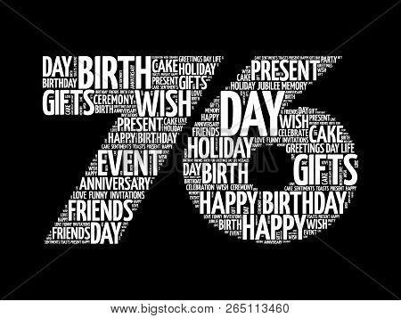 Happy 76th Birthday Word Cloud Collage Concept