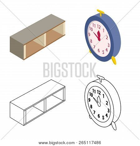 Vector Design Of Bedroom And Room Symbol. Set Of Bedroom And Furniture Stock Symbol For Web.