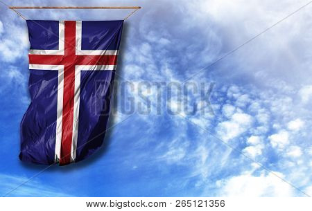 Flag Of Iceland With Place For Your Text