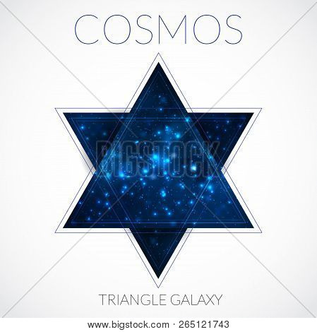 Space Vector Triangle Form With Stars. Universe Illustration. Colored Cosmos Backdrop With Stars Cla