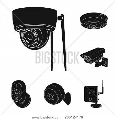Vector Illustration Of Cctv And Camera Sign. Set Of Cctv And System Vector Icon For Stock.