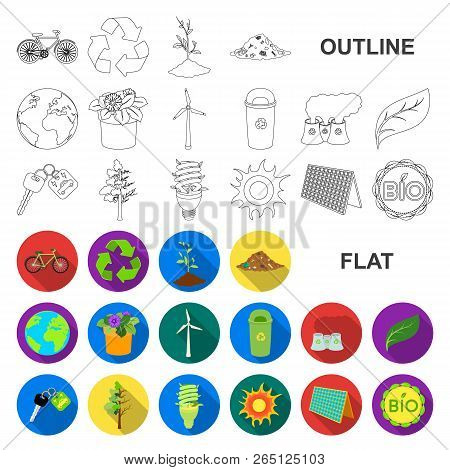 Bio And Ecology Flat Icons In Set Collection For Design. An Ecologically Pure Product Vector Symbol 