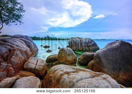 Wonderful Beach And Blue Sky At Bintan Island Indonesia