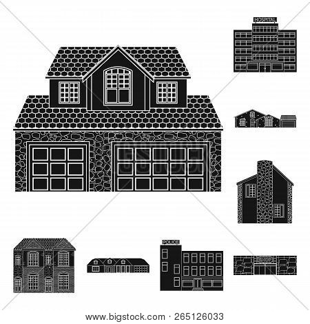 Vector Design Of Building And Front Sign. Collection Of Building And Roof Vector Icon For Stock.
