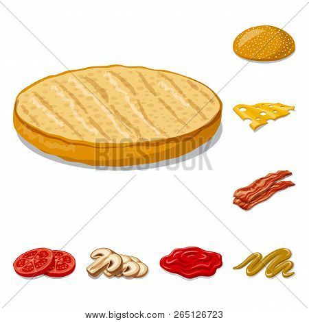 Vector Illustration Of Burger And Sandwich Symbol. Collection Of Burger And Slice Stock Vector Illus