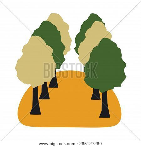 Autumn Alley Isolated On White Background. Vector Illustration.