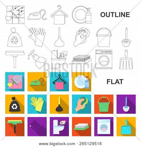 Cleaning And Maid Flat Icons In Set Collection For Design. Equipment For Cleaning Vector Symbol Stoc