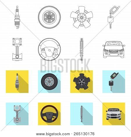 Vector Illustration Of Auto And Part Symbol. Set Of Auto And Car Stock Vector Illustration.