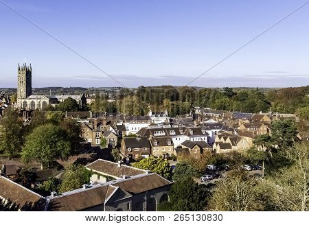 Warwick, Uk - October 21: Aerial View Of Warwick With Collegiate Church Of St Mary On October 21, 20