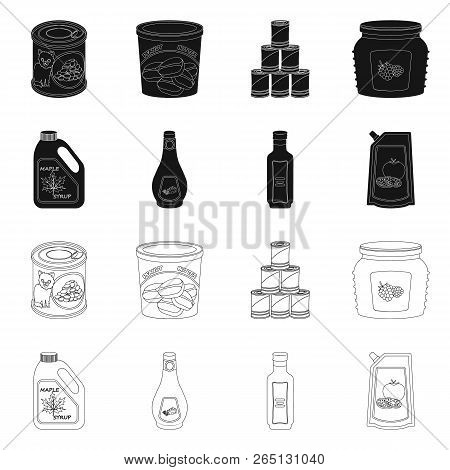 Vector Illustration Of Can And Food Icon. Set Of Can And Package Stock Vector Illustration.