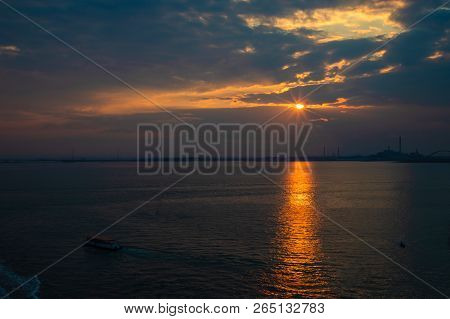 Silhouette Of Venice Porto Marghera, Industrial Area In Italy