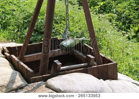 A Mock Up Site Of An Unexploded Wartime Bomb.