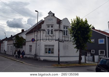 View of historical buildings of Sarpsborg, Norway. June 20,2018.Sarpsborg , Norway