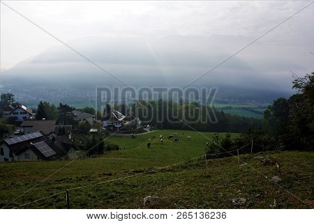View From A Hill Over Landscape In Liechtenstein From Hill Near Schellenberg