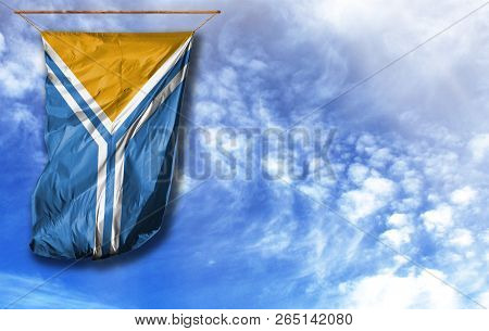Flag Of Tuva With Place For Your Text
