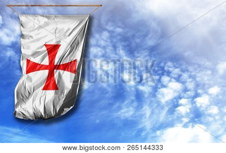 Flag Of Templiers With Place For Your Text
