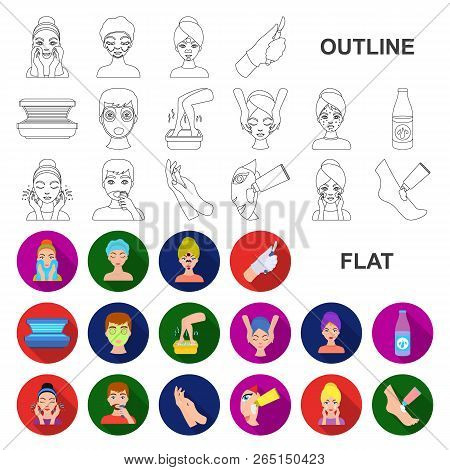 Skin Care Flat Icons In Set Collection For Design. Face And Body Vector Symbol Stock Web Illustratio