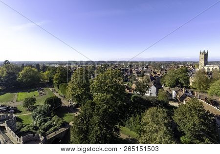 Warwick, Uk - October 21: Aerial View Of Warwick With Collegiate Church Of St Mary On October 21, 20