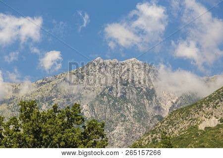 View From Llogara Pass To The Cikes Mountains In Albania.