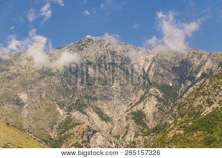 View From Llogara Pass To The Cikes Mountains In Albania.