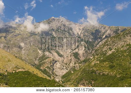 View From Llogara Pass To The Cikes Mountains In Albania.