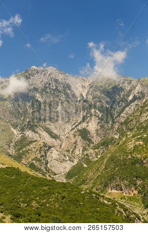 View From Llogara Pass To The Cikes Mountains In Albania.