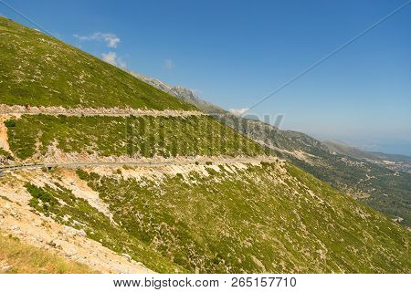 View From Llogara Pass To The Cikes Mountains In Albania.