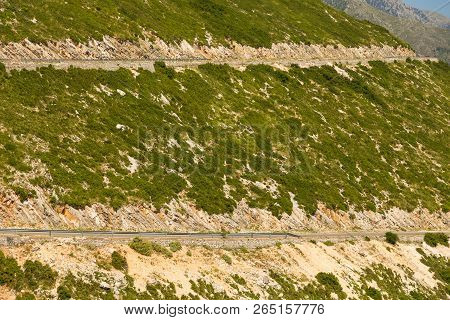View From Llogara Pass To The Cikes Mountains In Albania.