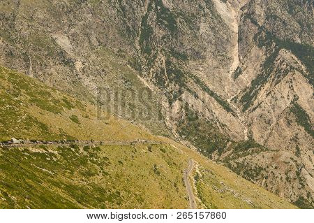 View From Llogara Pass To The Cikes Mountains In Albania.