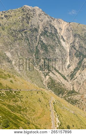 View From Llogara Pass To The Cikes Mountains In Albania.