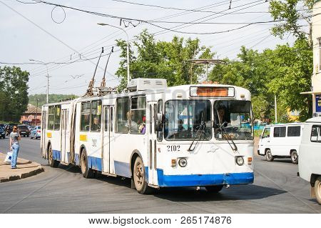 Ufa, Russia - May 26, 2009: Soviet Trolleybus Ziu 683 In The City Street.